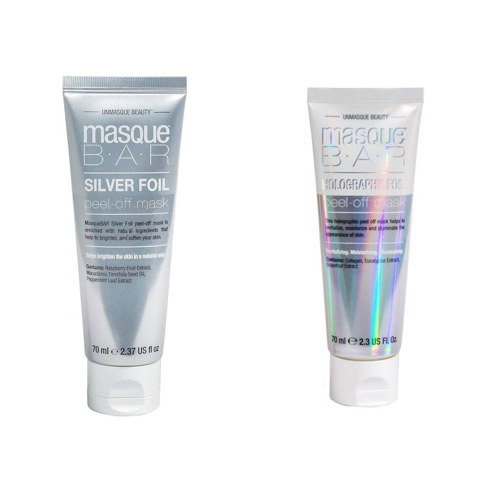 Masque Bar Silver Foil + Holographic Foil Peel Off Facial Mask Duo Set